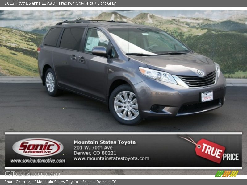 Predawn Gray Mica / Light Gray 2013 Toyota Sienna LE AWD