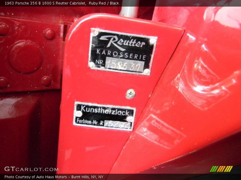 1963 356 B 1600 S Reutter Cabriolet Ruby Red Color Code 6202