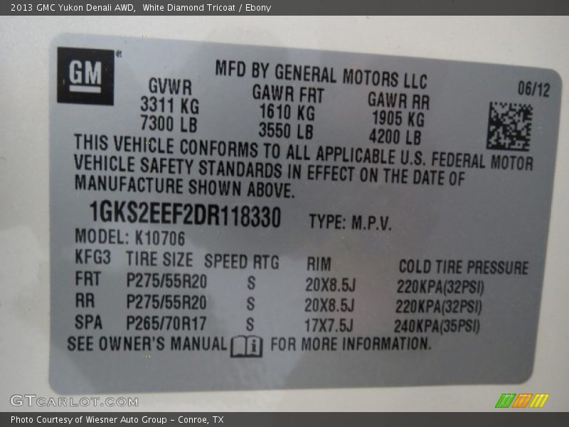 White Diamond Tricoat / Ebony 2013 GMC Yukon Denali AWD