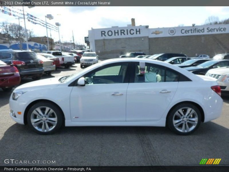 Summit White / Cocoa/Light Neutral 2013 Chevrolet Cruze LTZ