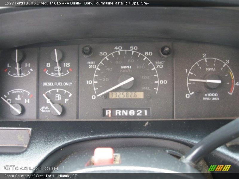 Dark Tourmaline Metallic / Opal Grey 1997 Ford F350 XL Regular Cab 4x4 Dually