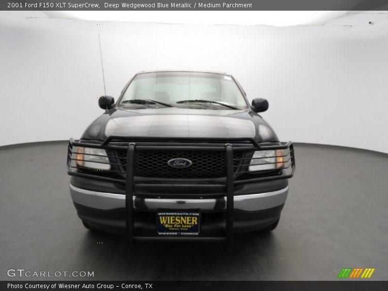 Deep Wedgewood Blue Metallic / Medium Parchment 2001 Ford F150 XLT SuperCrew