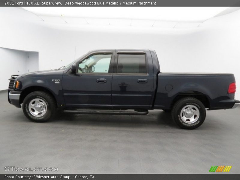 Deep Wedgewood Blue Metallic / Medium Parchment 2001 Ford F150 XLT SuperCrew