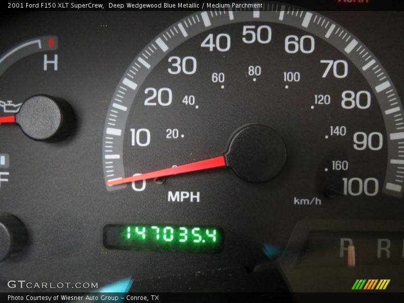 Deep Wedgewood Blue Metallic / Medium Parchment 2001 Ford F150 XLT SuperCrew