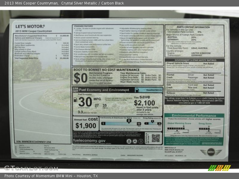 Crystal Silver Metallic / Carbon Black 2013 Mini Cooper Countryman