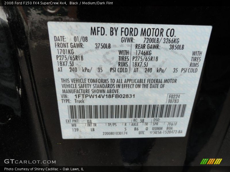 Black / Medium/Dark Flint 2008 Ford F150 FX4 SuperCrew 4x4