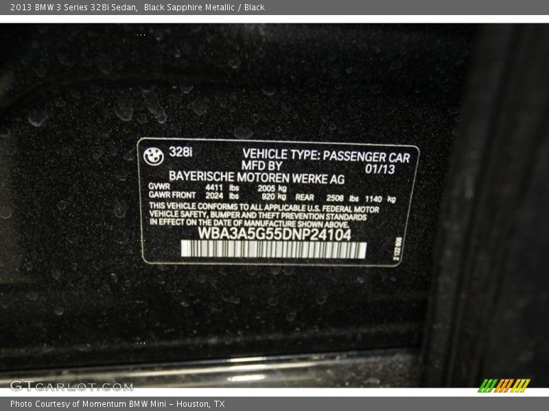 Black Sapphire Metallic / Black 2013 BMW 3 Series 328i Sedan