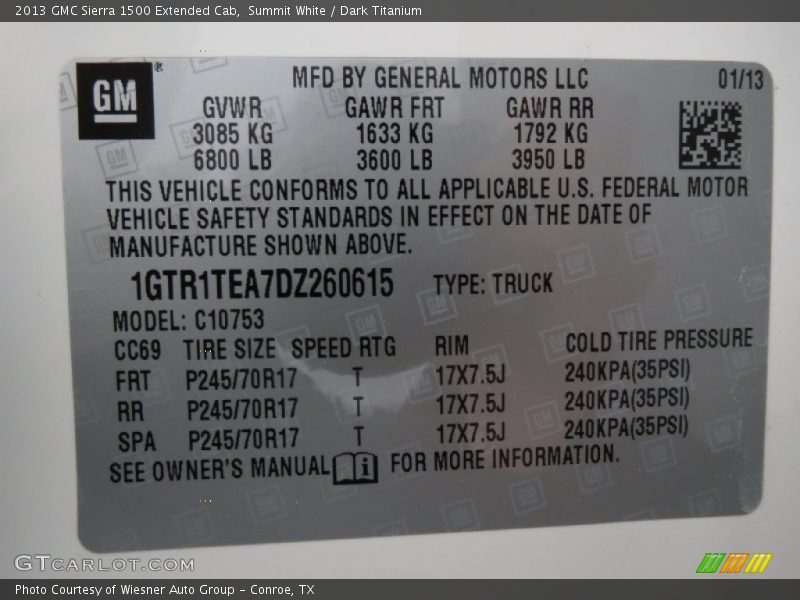 Summit White / Dark Titanium 2013 GMC Sierra 1500 Extended Cab