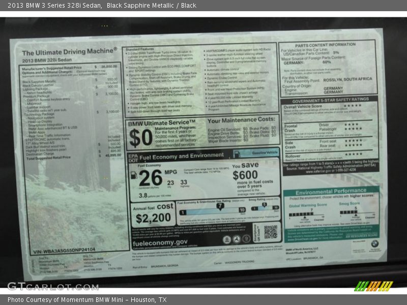Black Sapphire Metallic / Black 2013 BMW 3 Series 328i Sedan