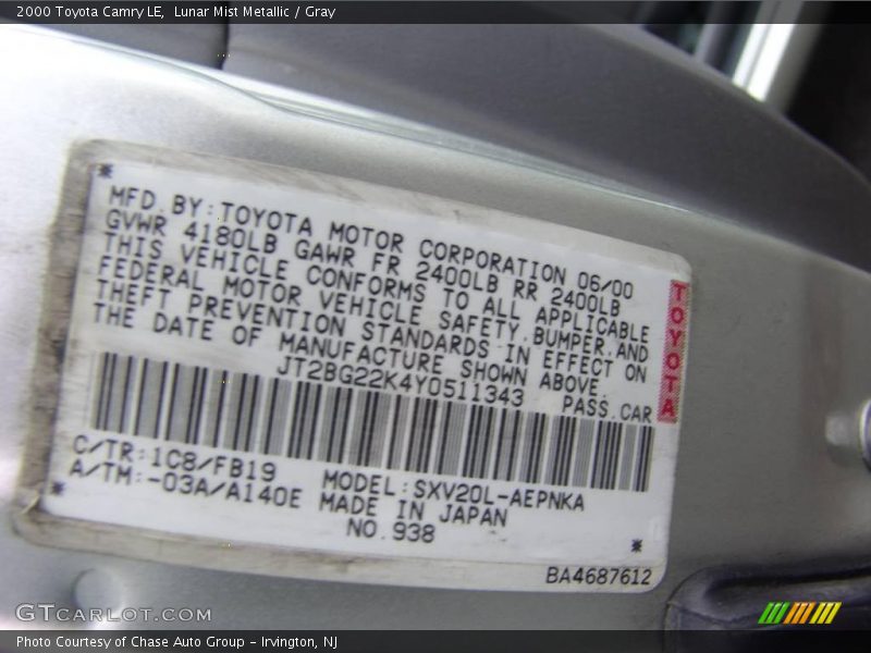 Lunar Mist Metallic / Gray 2000 Toyota Camry LE