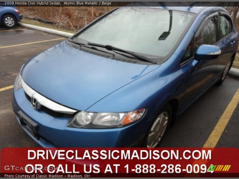 Atomic Blue Metallic / Beige 2009 Honda Civic Hybrid Sedan