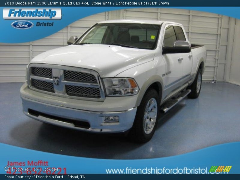 Stone White / Light Pebble Beige/Bark Brown 2010 Dodge Ram 1500 Laramie Quad Cab 4x4