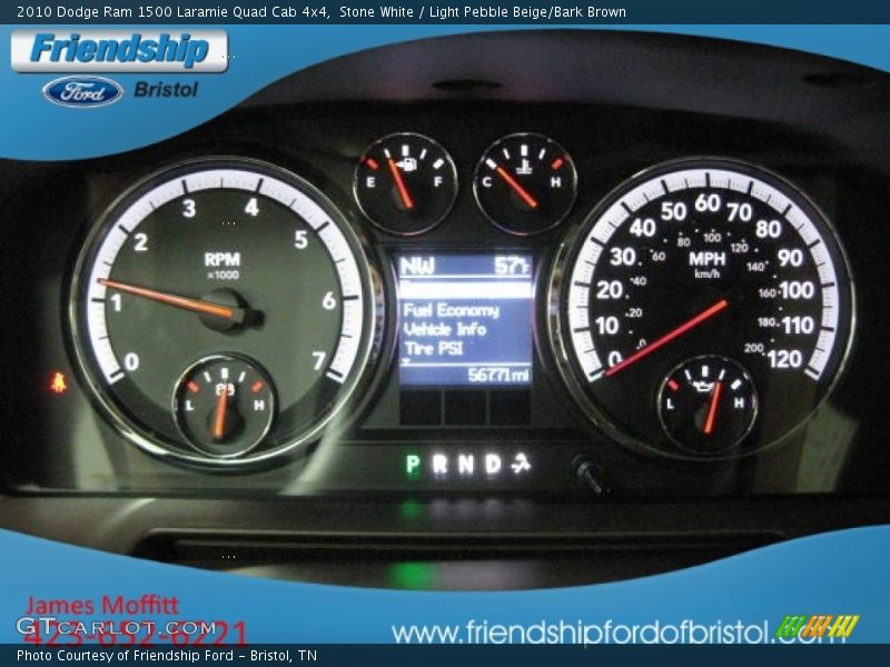 Stone White / Light Pebble Beige/Bark Brown 2010 Dodge Ram 1500 Laramie Quad Cab 4x4