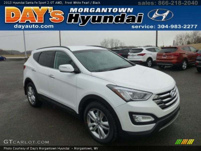 Frost White Pearl / Black 2013 Hyundai Santa Fe Sport 2.0T AWD