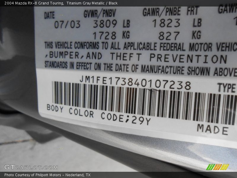 Titanium Gray Metallic / Black 2004 Mazda RX-8 Grand Touring