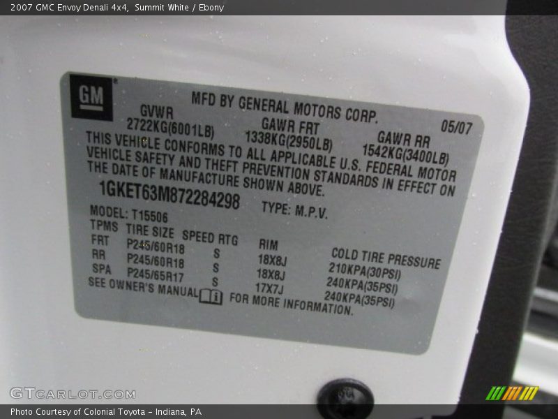 Summit White / Ebony 2007 GMC Envoy Denali 4x4
