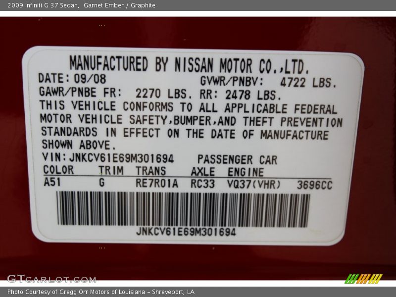 Garnet Ember / Graphite 2009 Infiniti G 37 Sedan