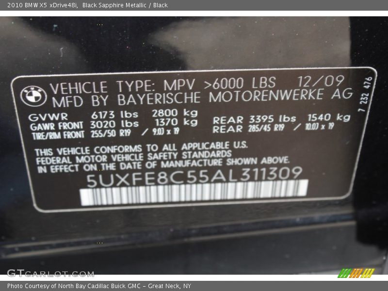 Black Sapphire Metallic / Black 2010 BMW X5 xDrive48i