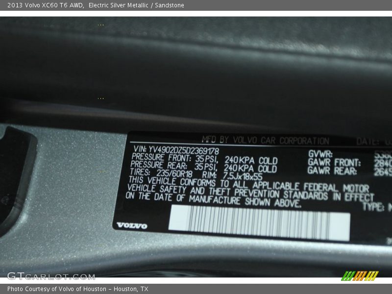 Electric Silver Metallic / Sandstone 2013 Volvo XC60 T6 AWD