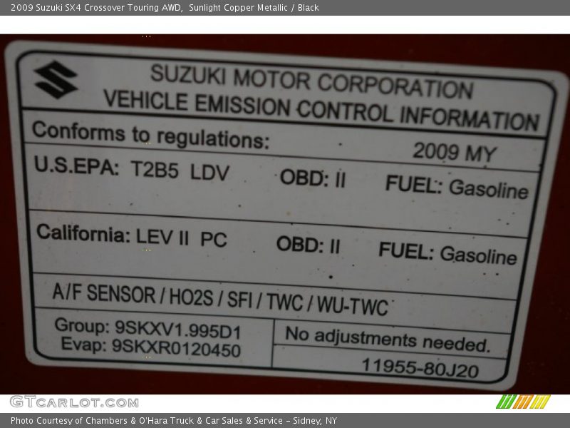 Sunlight Copper Metallic / Black 2009 Suzuki SX4 Crossover Touring AWD