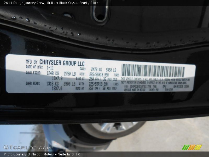 Brilliant Black Crystal Pearl / Black 2011 Dodge Journey Crew