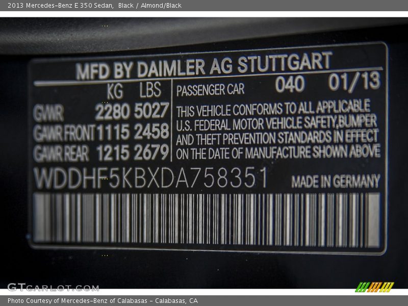 Black / Almond/Black 2013 Mercedes-Benz E 350 Sedan