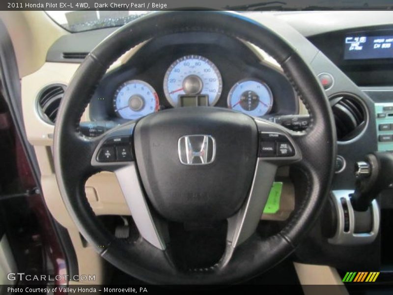 Dark Cherry Pearl / Beige 2011 Honda Pilot EX-L 4WD