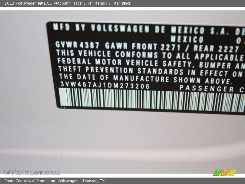Frost Silver Metallic / Titan Black 2013 Volkswagen Jetta GLI Autobahn