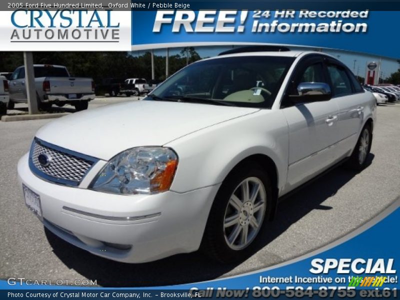 Oxford White / Pebble Beige 2005 Ford Five Hundred Limited