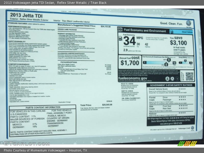 Reflex Silver Metallic / Titan Black 2013 Volkswagen Jetta TDI Sedan
