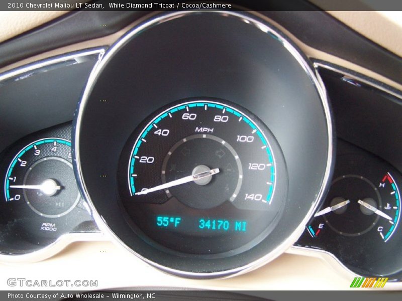 White Diamond Tricoat / Cocoa/Cashmere 2010 Chevrolet Malibu LT Sedan