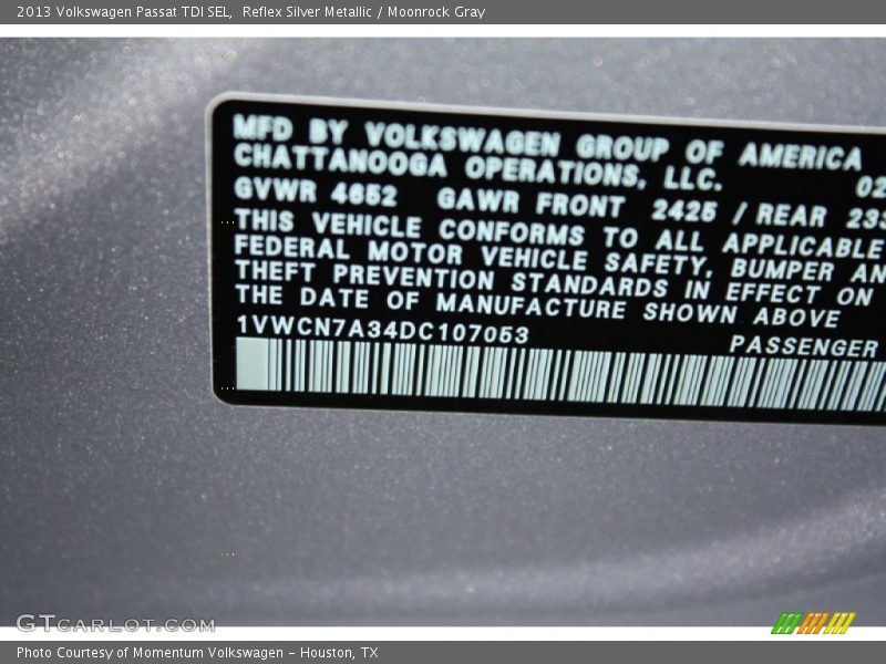 Reflex Silver Metallic / Moonrock Gray 2013 Volkswagen Passat TDI SEL