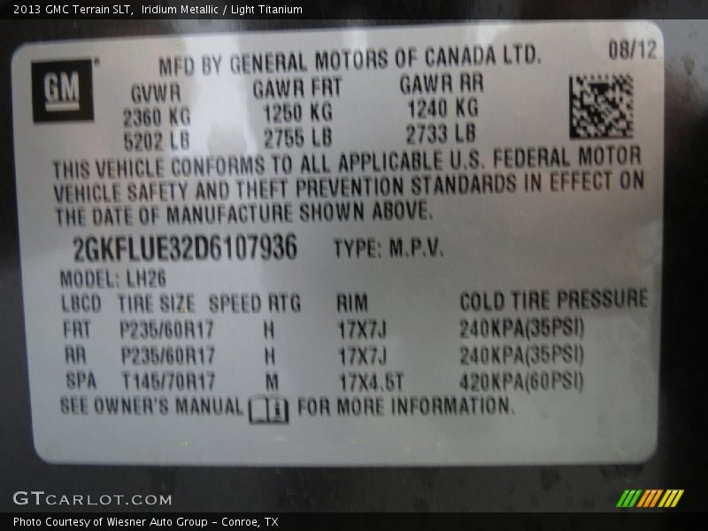 Iridium Metallic / Light Titanium 2013 GMC Terrain SLT