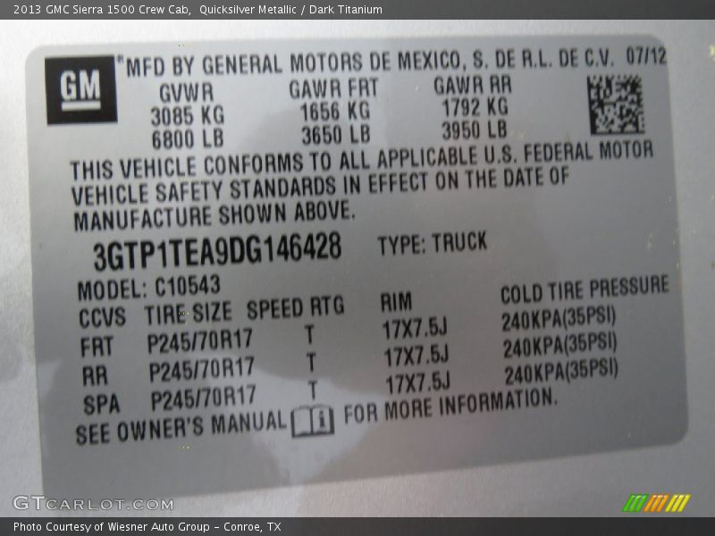 Quicksilver Metallic / Dark Titanium 2013 GMC Sierra 1500 Crew Cab