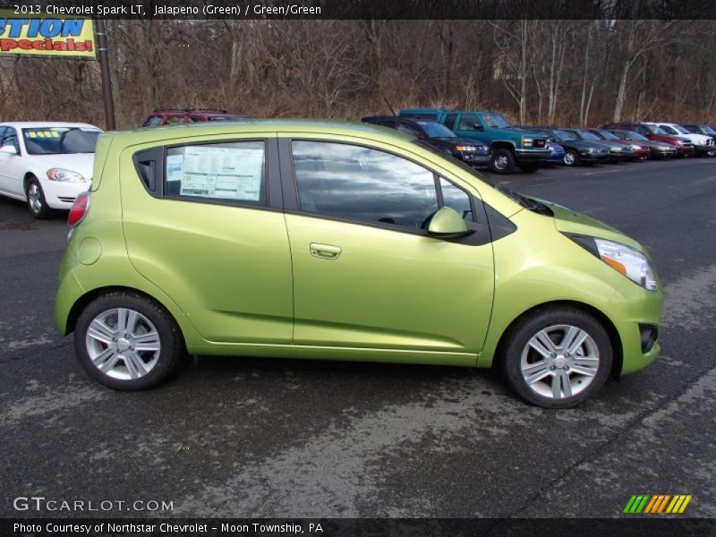 Jalapeno (Green) / Green/Green 2013 Chevrolet Spark LT