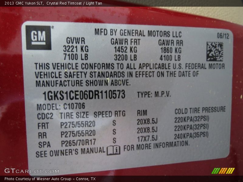 Crystal Red Tintcoat / Light Tan 2013 GMC Yukon SLT