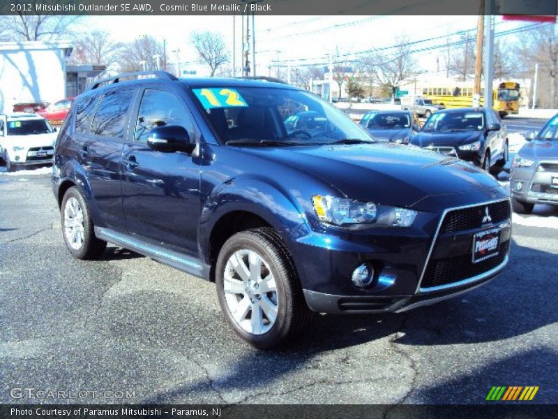 Cosmic Blue Metallic / Black 2012 Mitsubishi Outlander SE AWD