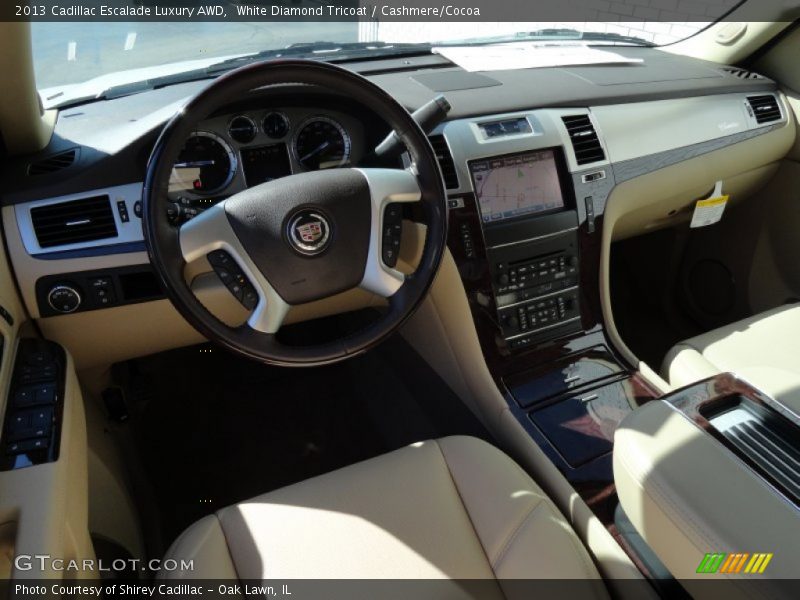 White Diamond Tricoat / Cashmere/Cocoa 2013 Cadillac Escalade Luxury AWD