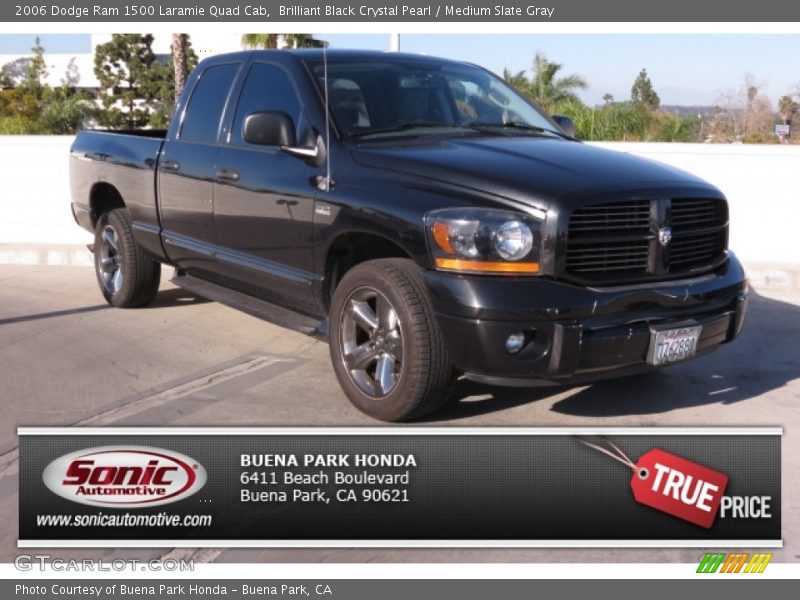 Brilliant Black Crystal Pearl / Medium Slate Gray 2006 Dodge Ram 1500 Laramie Quad Cab