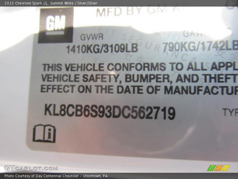 Summit White / Silver/Silver 2013 Chevrolet Spark LS