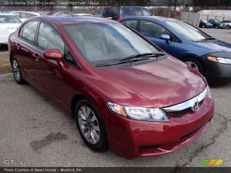 Tango Red Pearl / Beige 2010 Honda Civic EX-L Sedan