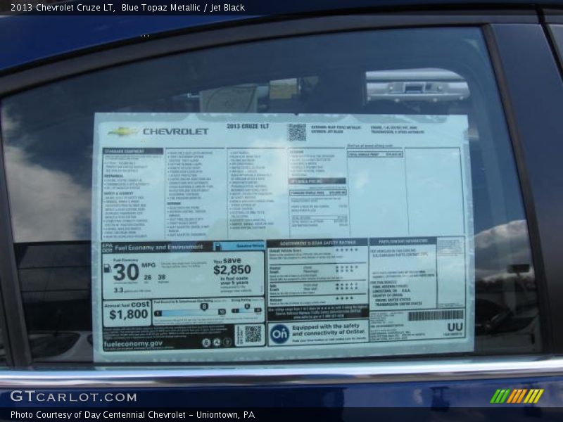 Blue Topaz Metallic / Jet Black 2013 Chevrolet Cruze LT