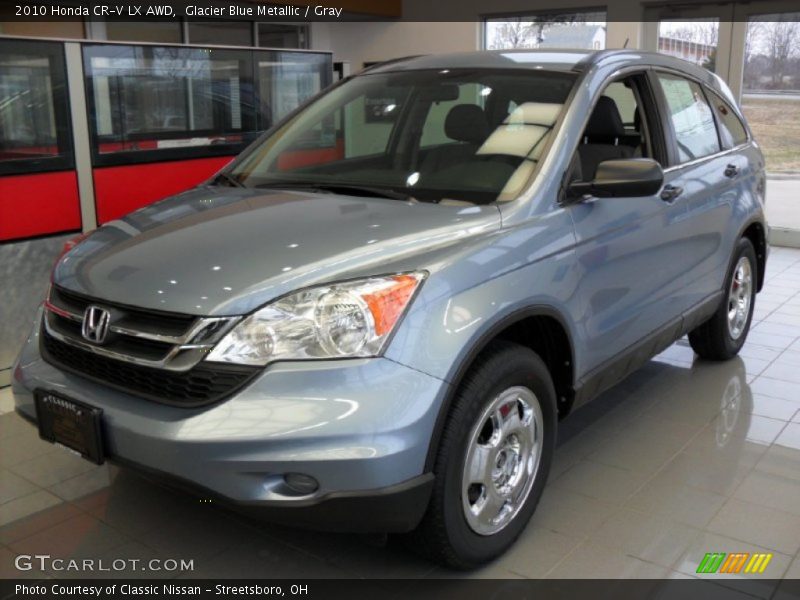 Glacier Blue Metallic / Gray 2010 Honda CR-V LX AWD