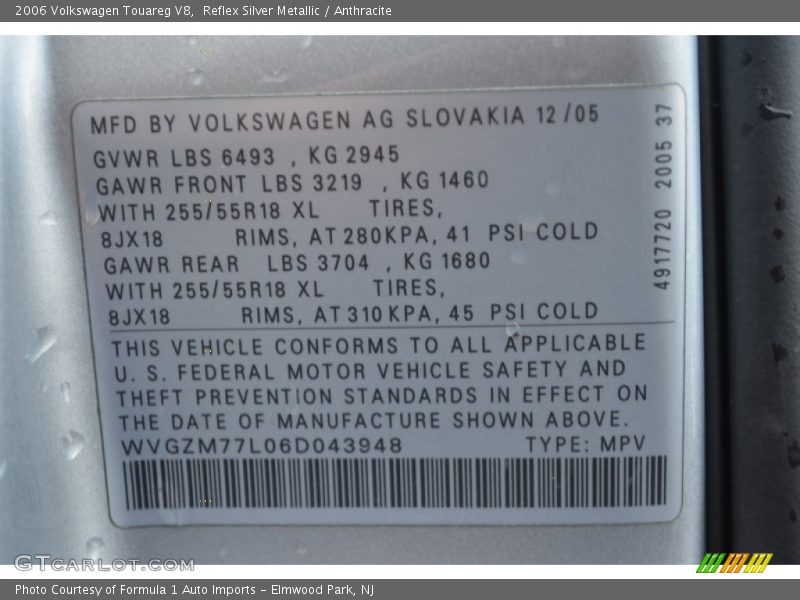 Reflex Silver Metallic / Anthracite 2006 Volkswagen Touareg V8