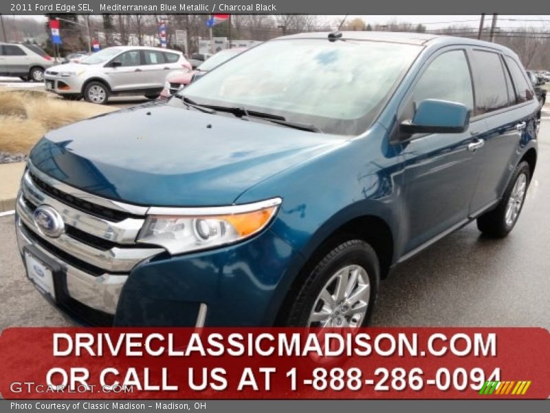Mediterranean Blue Metallic / Charcoal Black 2011 Ford Edge SEL