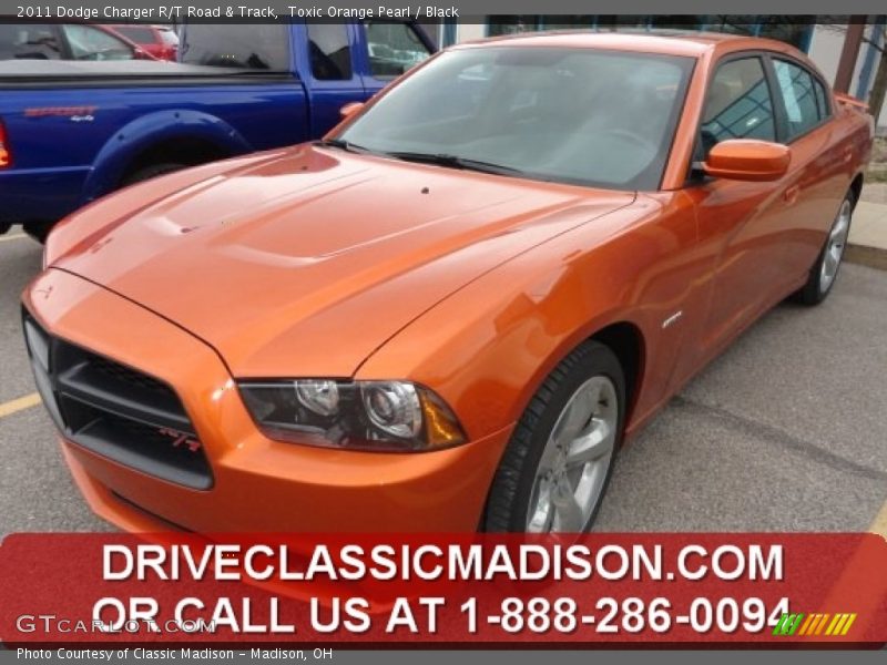 Toxic Orange Pearl / Black 2011 Dodge Charger R/T Road & Track