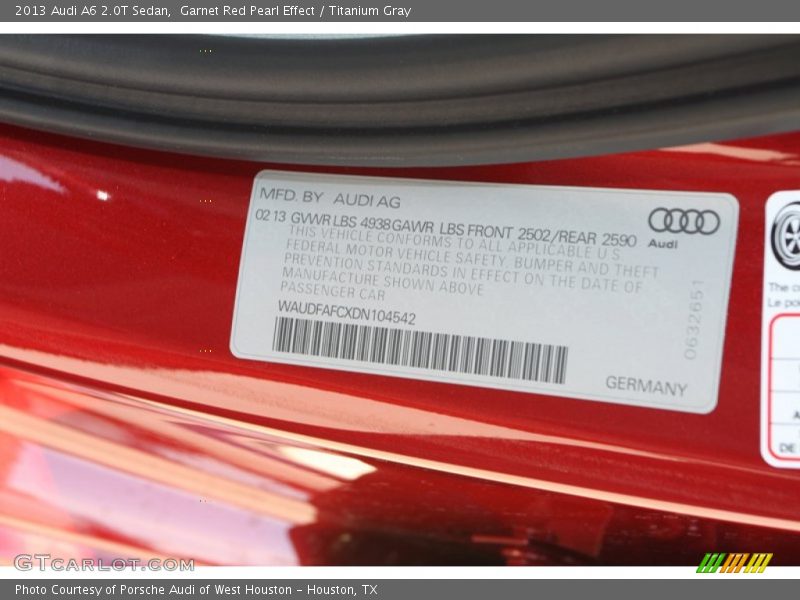 Garnet Red Pearl Effect / Titanium Gray 2013 Audi A6 2.0T Sedan