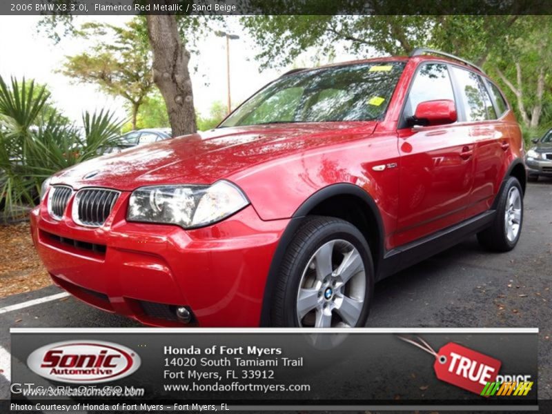 Flamenco Red Metallic / Sand Beige 2006 BMW X3 3.0i