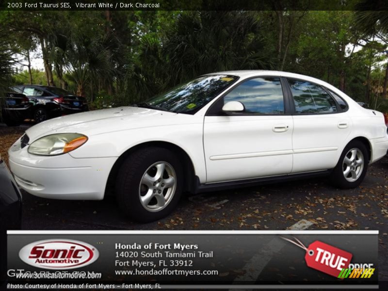 Vibrant White / Dark Charcoal 2003 Ford Taurus SES