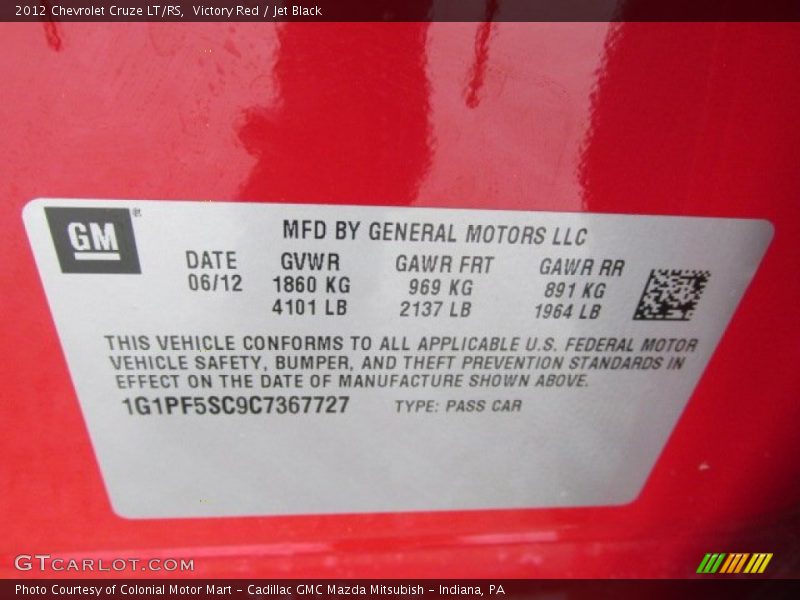 Victory Red / Jet Black 2012 Chevrolet Cruze LT/RS
